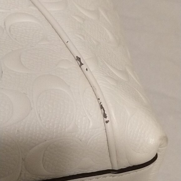 COACH Ava Chain Signature Leather Tote in Chalk, Debossed - Picture 11 of 16